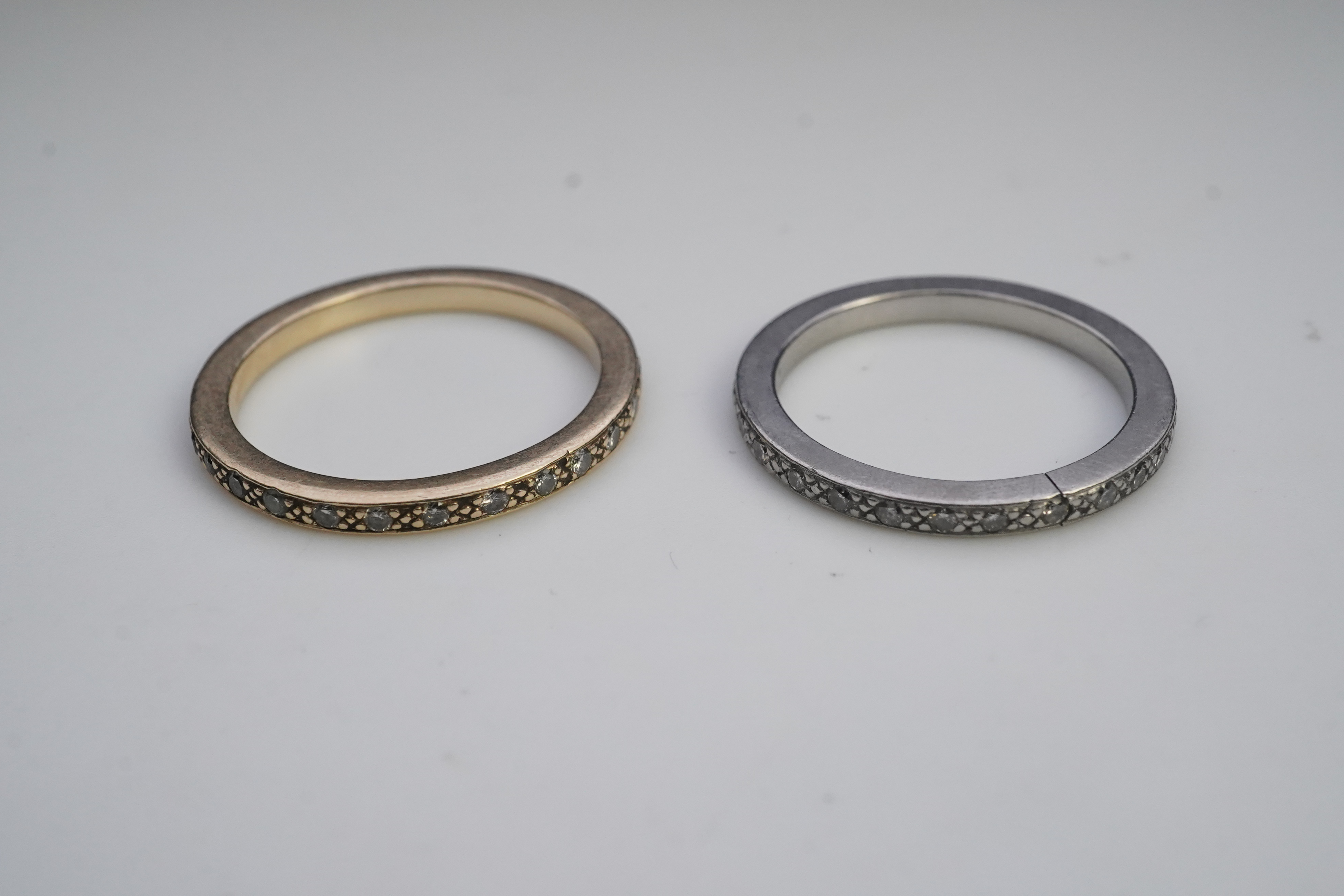 A pair of diamond eternity rings